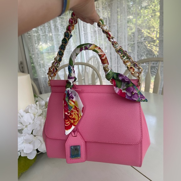 ❌SOLD OUT❌Dolce & Gabbana Pink Floral Sicily Top Handle Bag - Picture 5 of 13